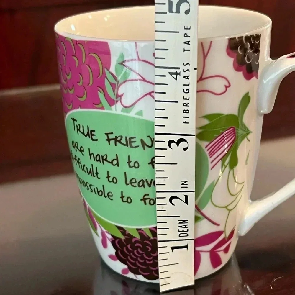 Pier One 2013 “friends” coffee mug pink/green/brown floral design. Great gift!​